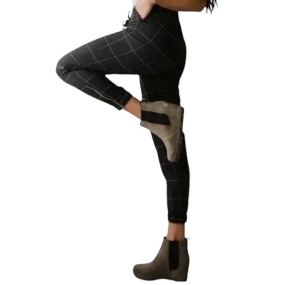 Albion Jetsetter Black Plaid Pull On Jogger Zip Ankle Pants Tall